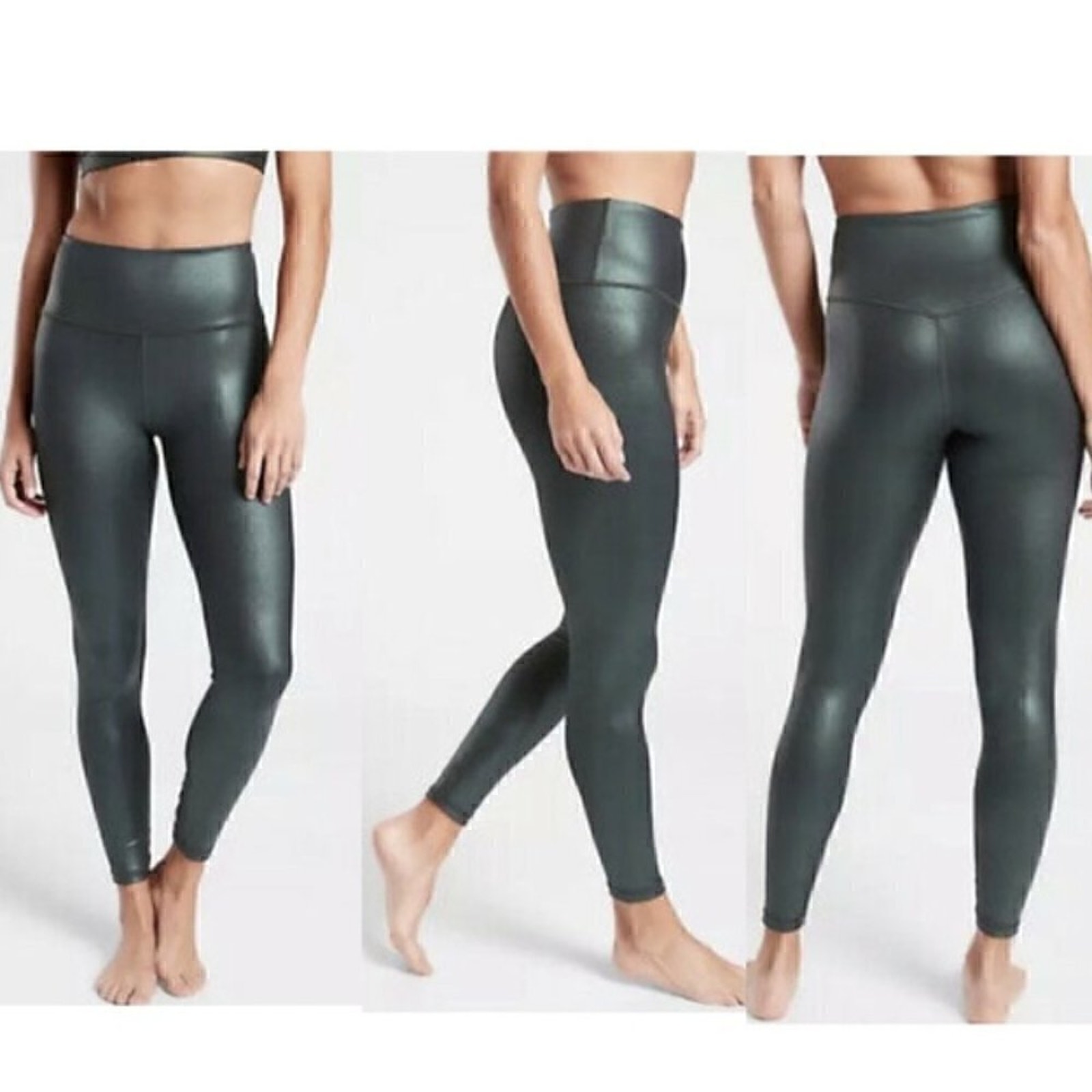 Athleta Elation Ultra High Rise Shimmer Tight in Black Powervita Size Small