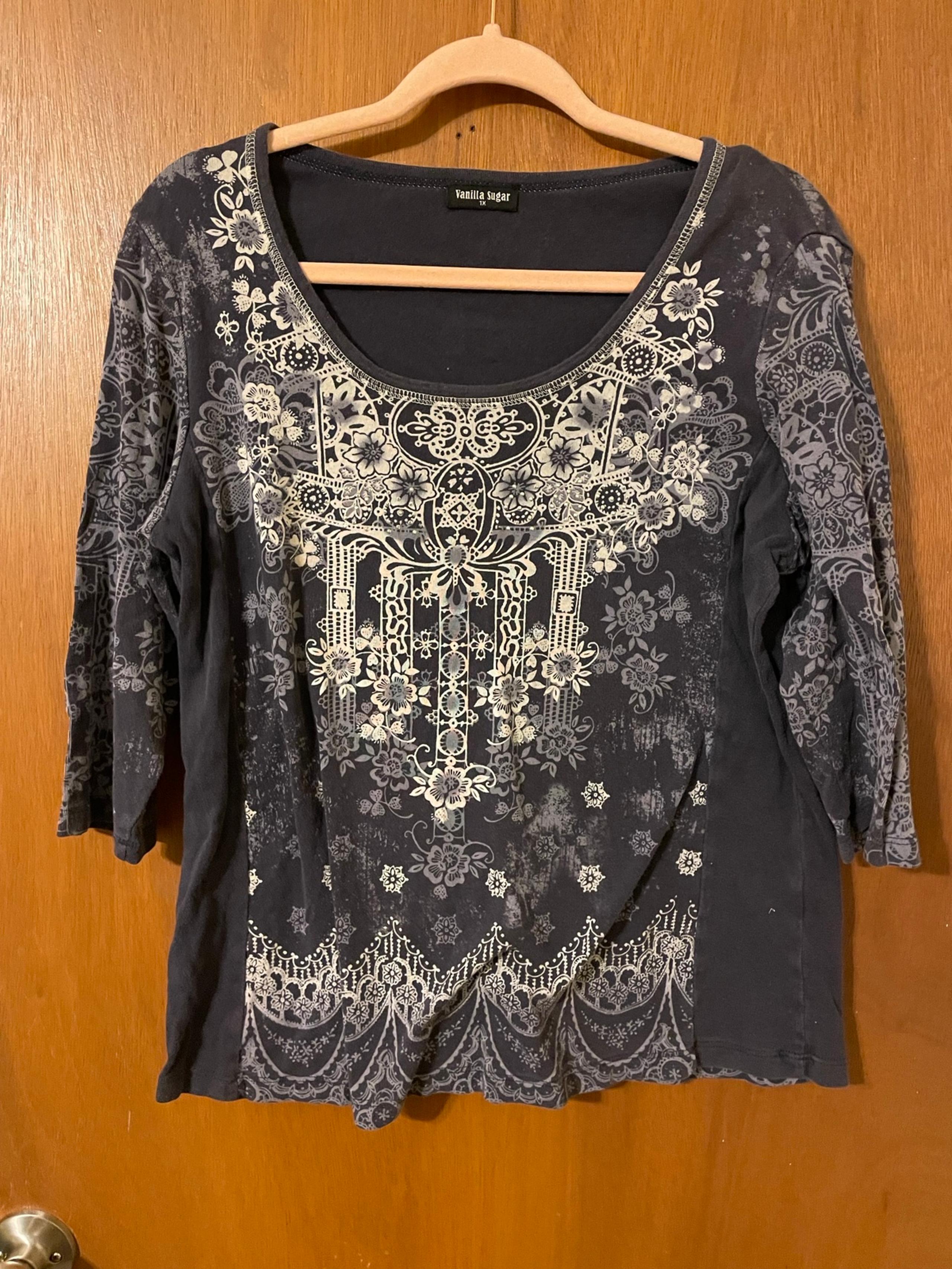 Vintage Y2K Vanilla Sugar Top XL Black Rhinestone Embellished USA