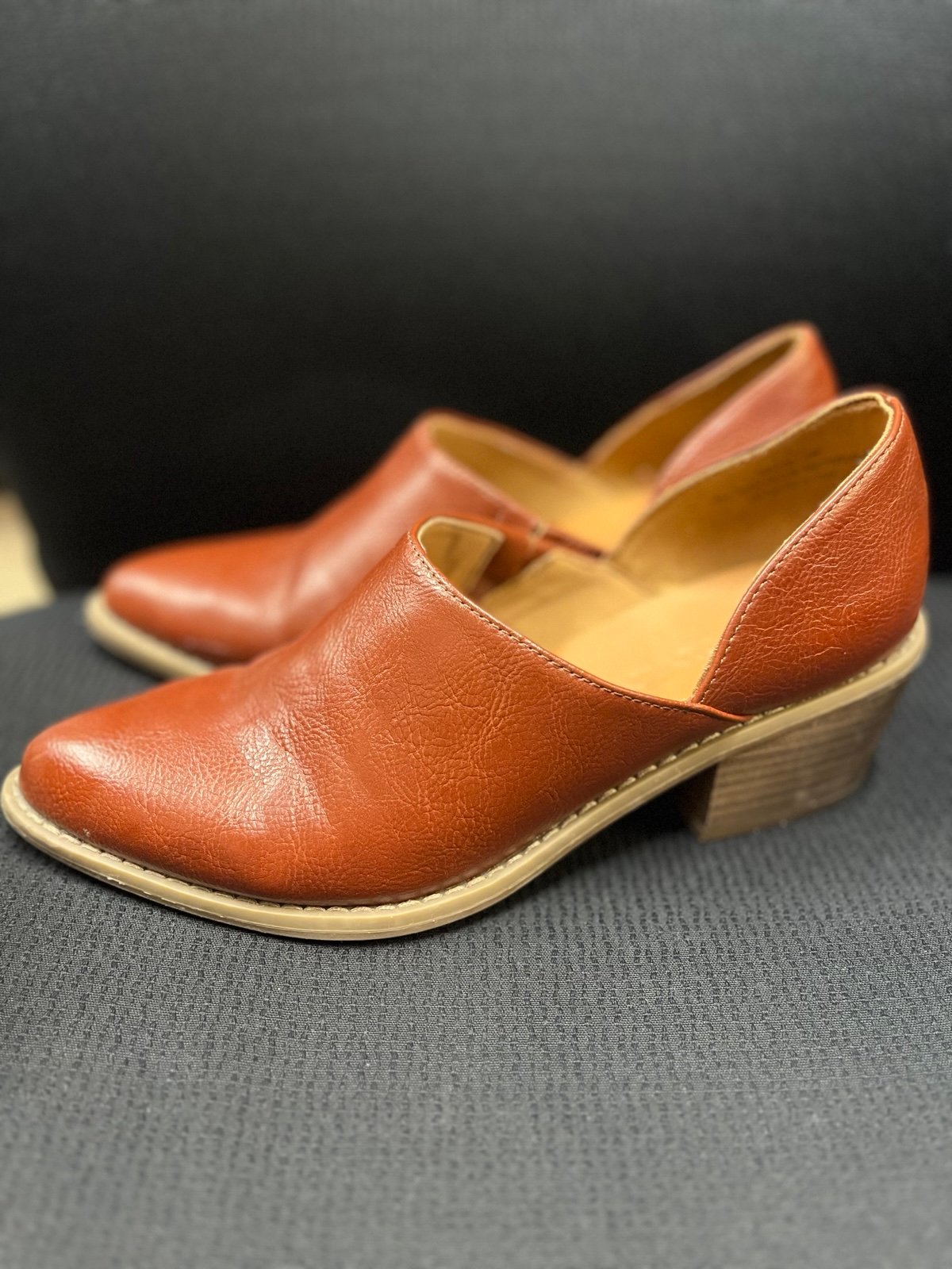 Anthropologie Cynthia Crowley brown vegan leather Eddie booties mules 8