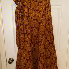Women African Traditional Wax Print Wrap Skirt 36” Length 3.5” Band Height Sz L