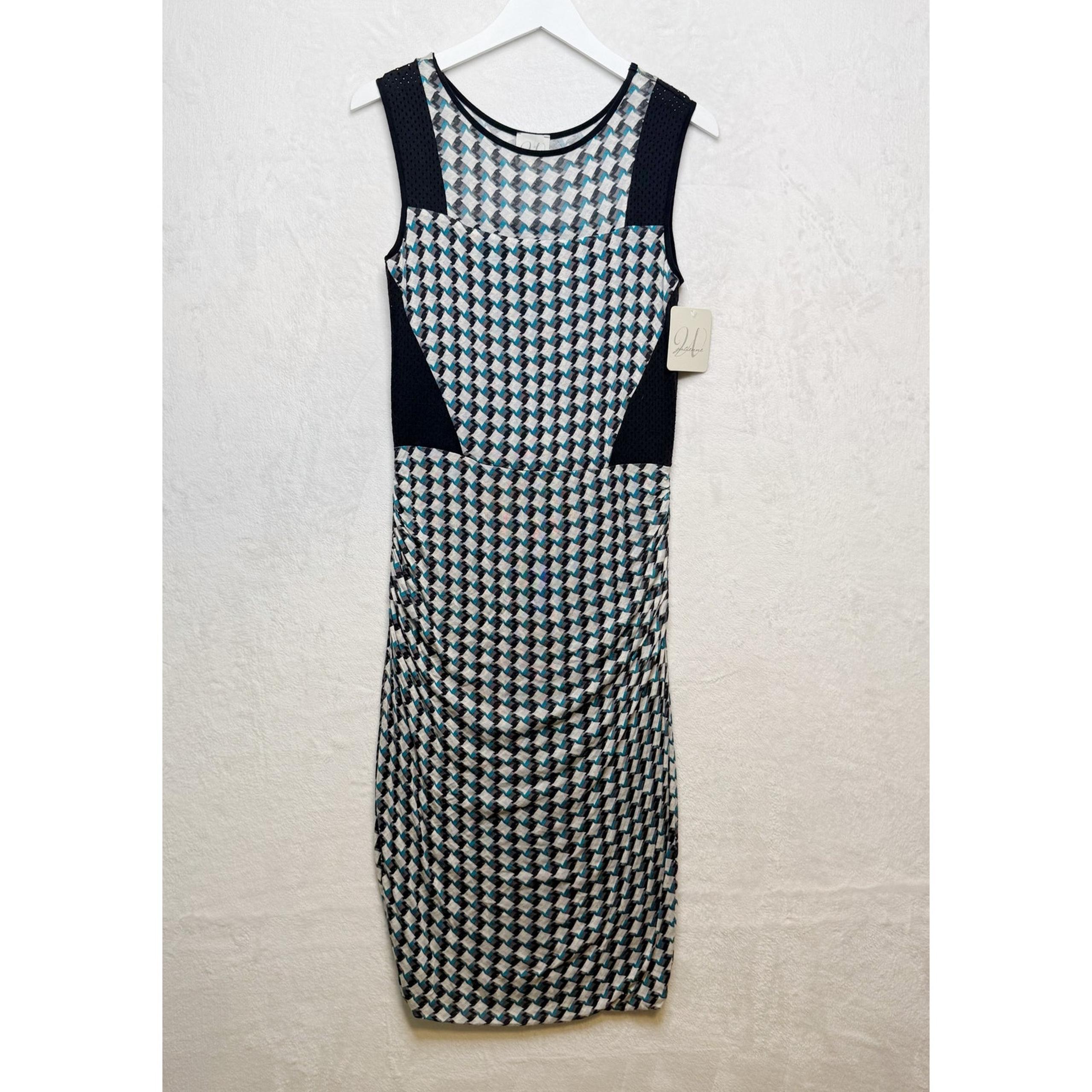 WESTON WEAR Wiggle Sheath Dress Ruched Geometric Pin Up Office Siren Sz M