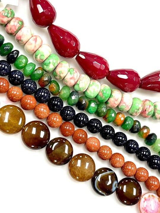 6 Strands Natural Gemstone Beads Lot For DIY Jewelry Making 111621-2