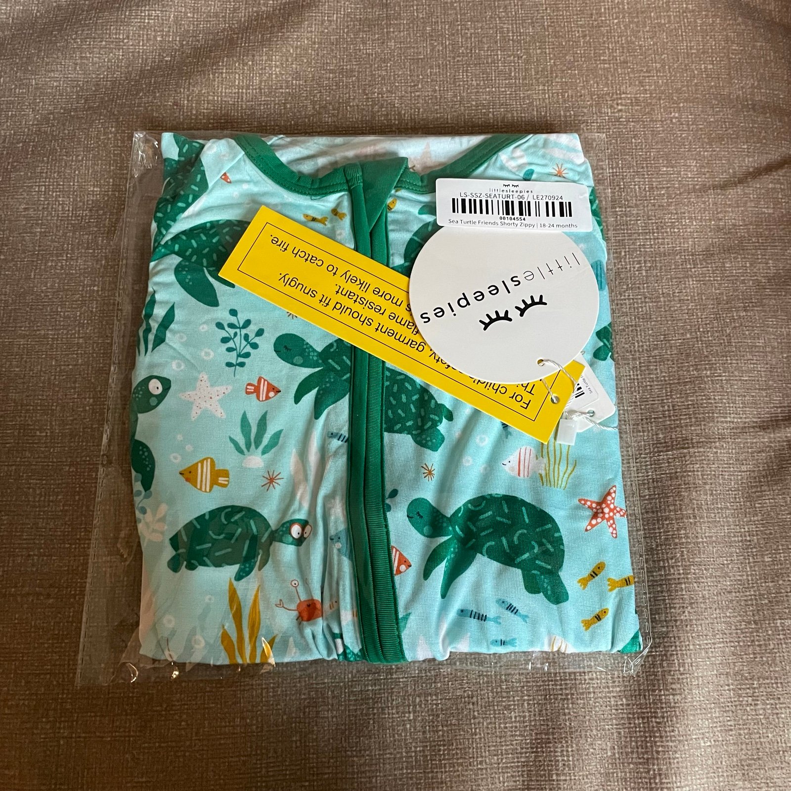 Little Sleepies sea turtle friends shorty zippy