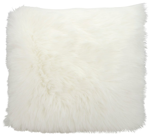 2 Ultra Fluffy White Faux Fur Pillows