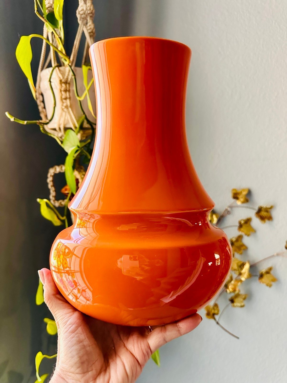 Vintage MCM Style Global Views Made In Portugal Ceramic Retro Orange Vase