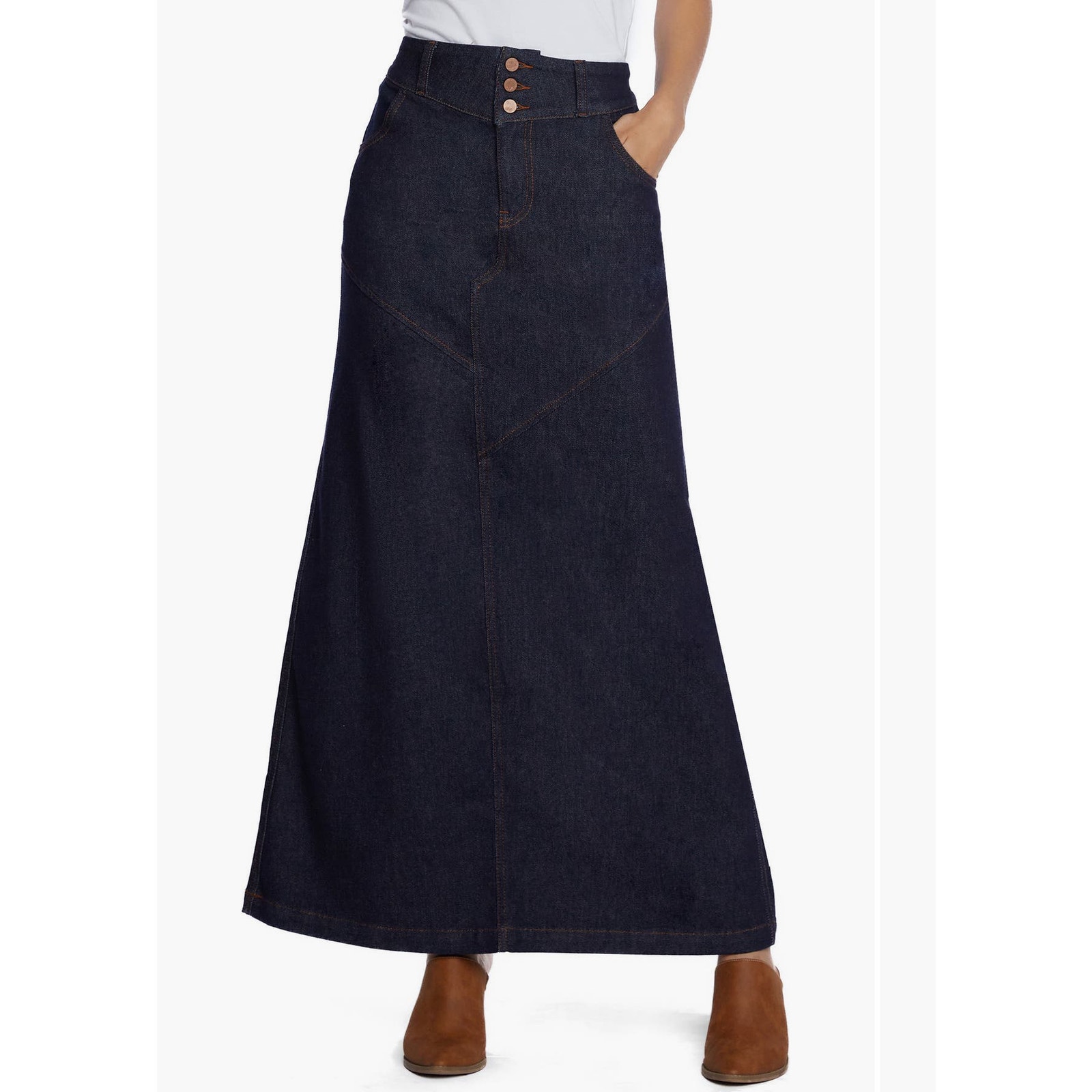 Wash Lab Denim - Pieced Denim Maxi Skirt - Size 32 - Excellent Condition