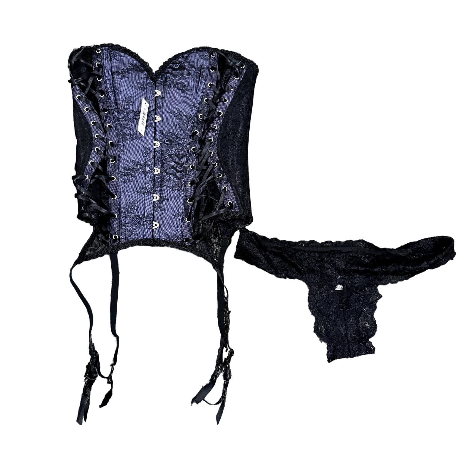 Adore Me Ashoka Bonded Corset Set in Black, Size 0X
