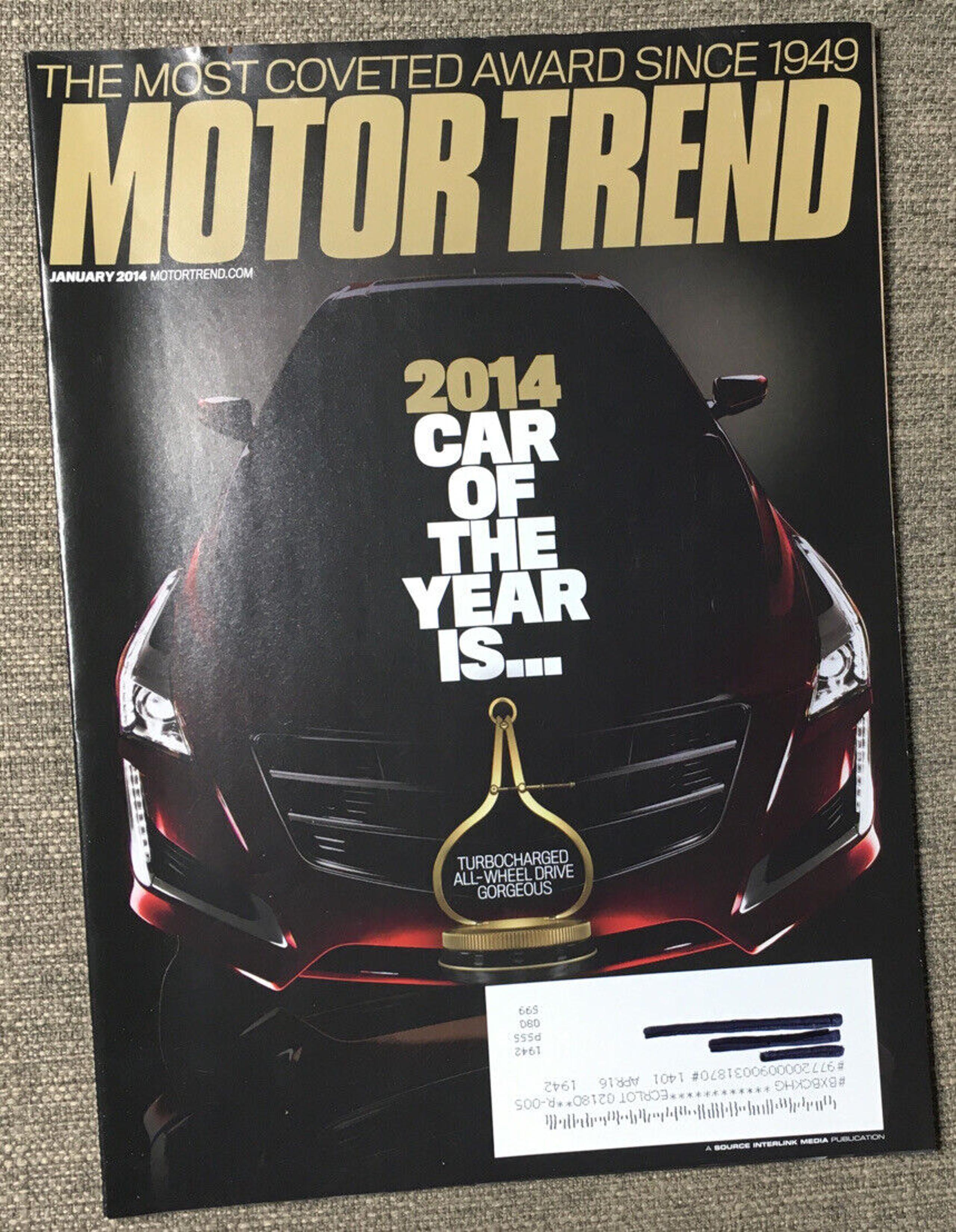 MOTOR TREND MAGAZINE JAN/2014 CADILLAC CTS: CAR OF THE YEAR SRT VIPER