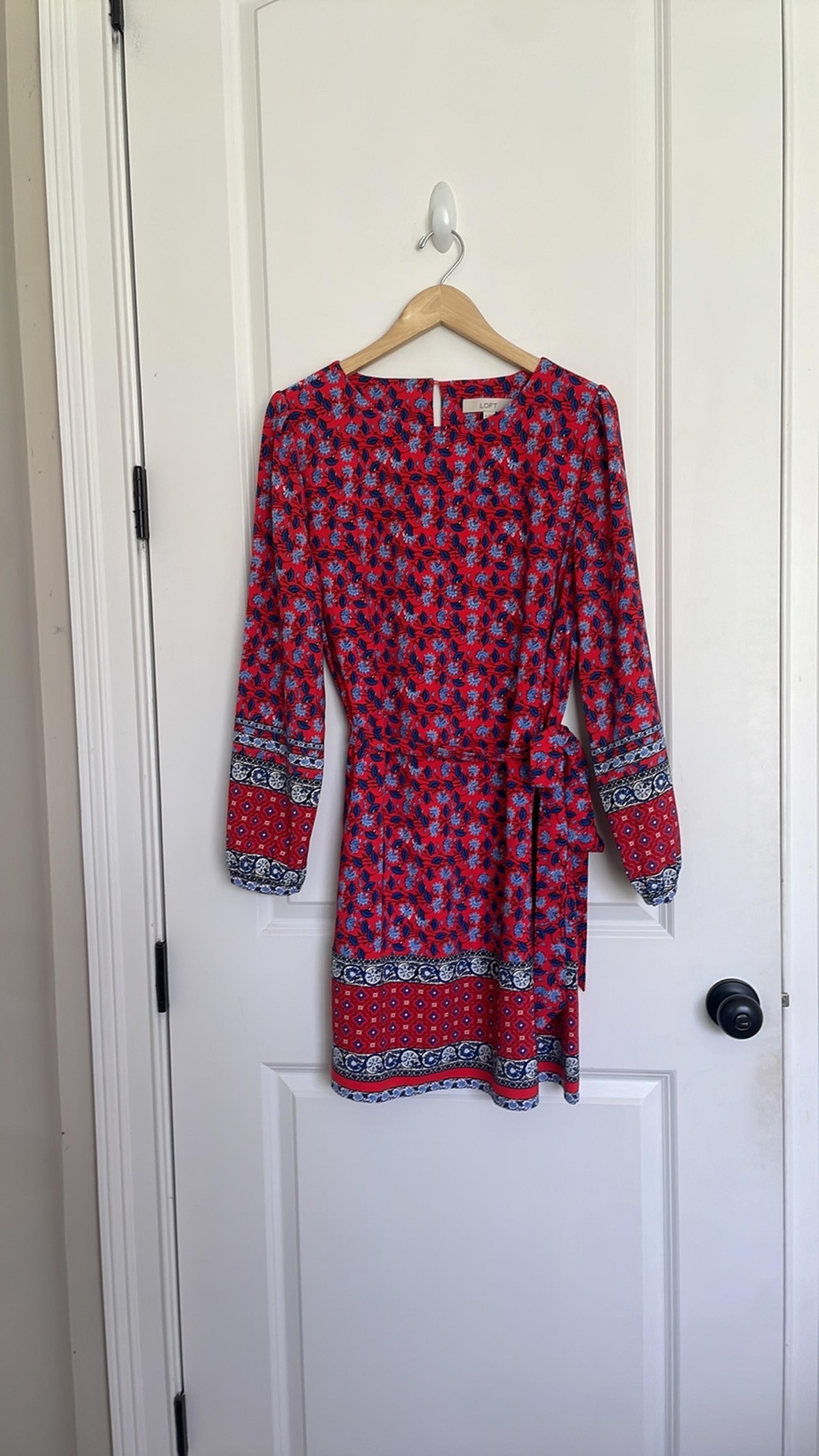 LOFT Women’s Floral Dress Red/Blue M