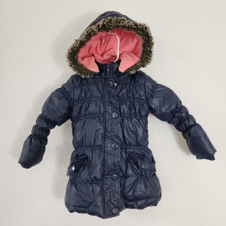 BJ Charles Puffer Coat Jacket Toddler Girls 3-4 Hooded