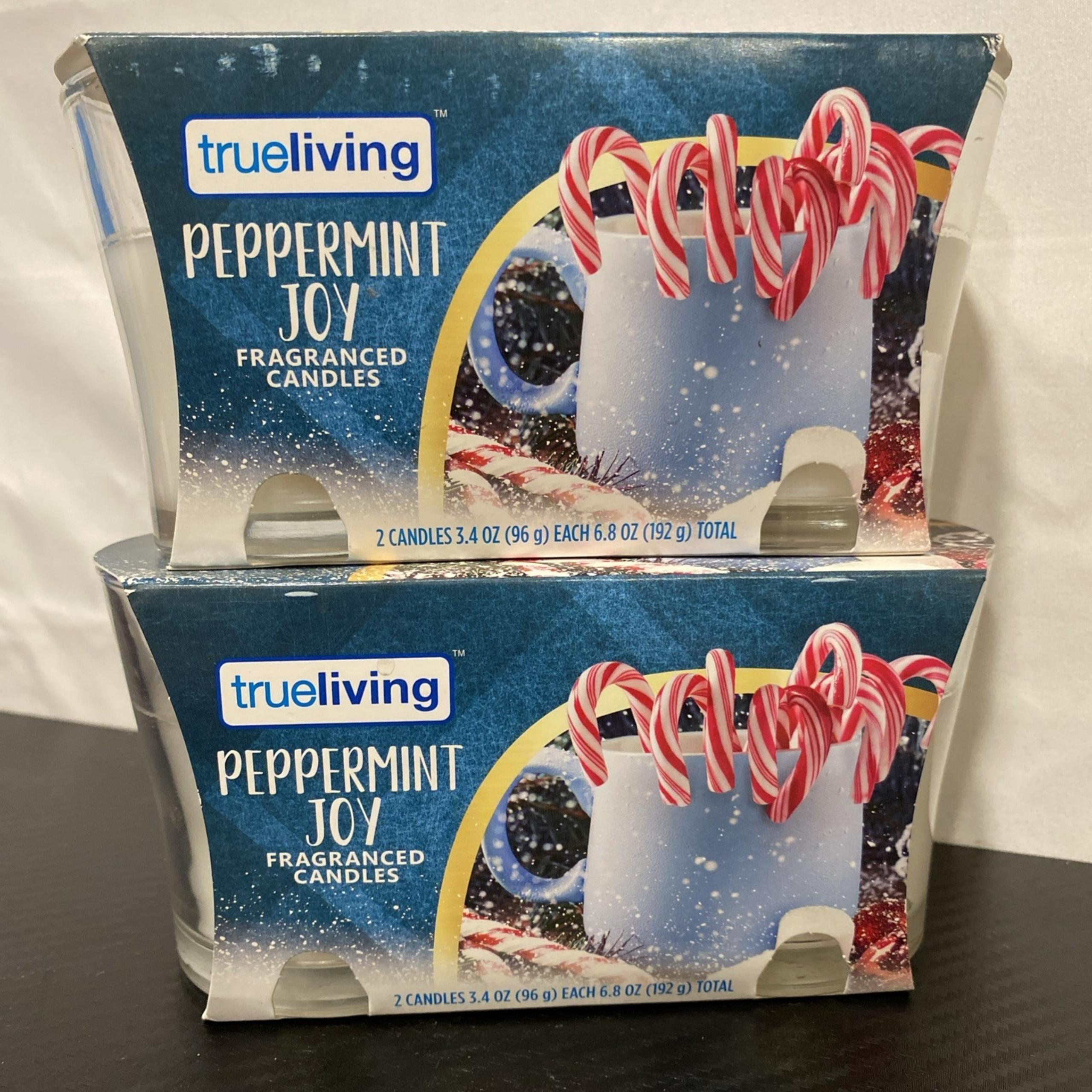 2 -2pk True Living Peppermint Joy Scented Candles