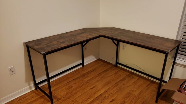 L-Shaped Computer Desk, 58-Inch Corner Desk for Study, Rustic Brown and Black