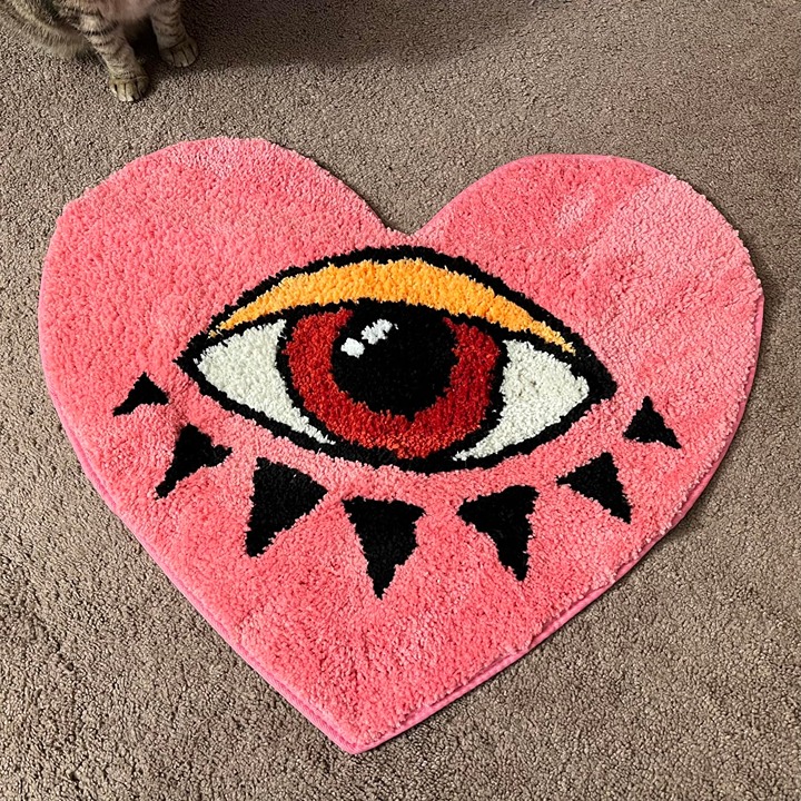 Pink Bathroom Rugs Valentine's Day Decorations Evil Eye Bath Mat, 22”x26”