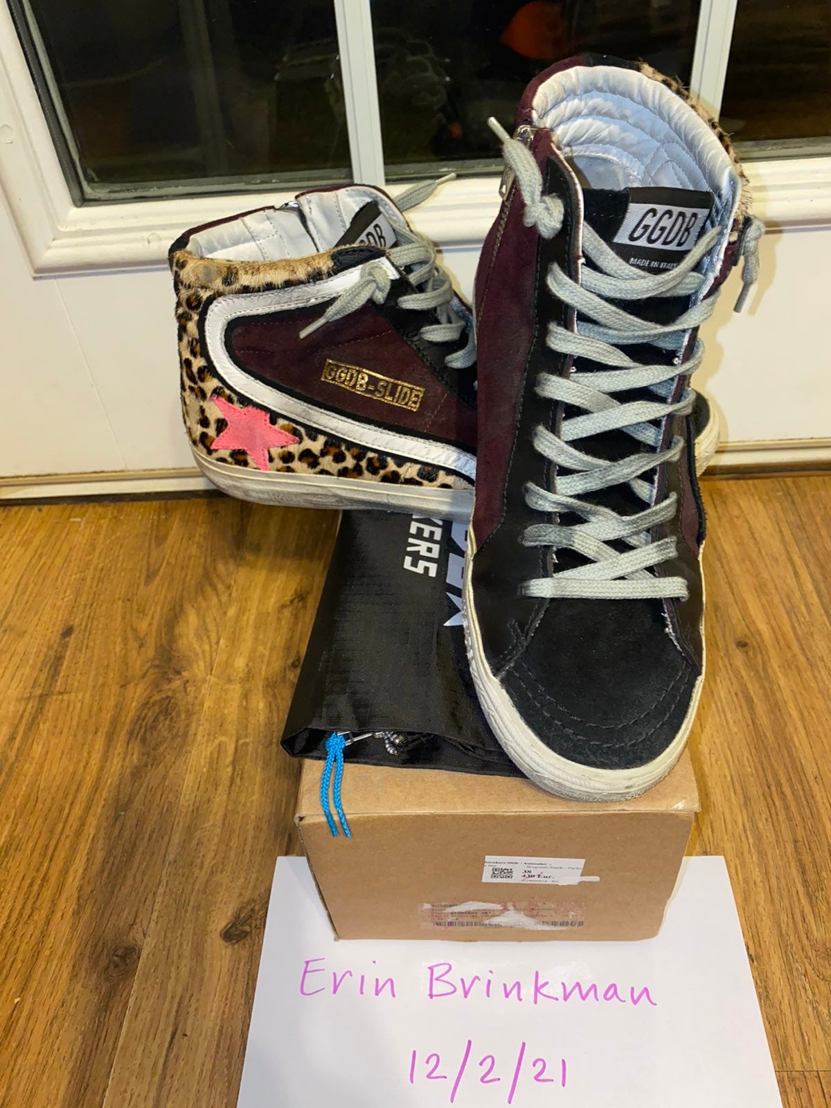 SOLD! - Golden Goose - Leopard hair/burgundy suede Slides