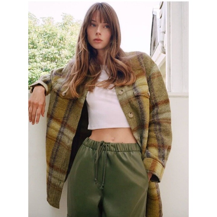 Wilfred Free Aritzia Plaid Wool Blend The Ganna Long Shacket Womens Small
