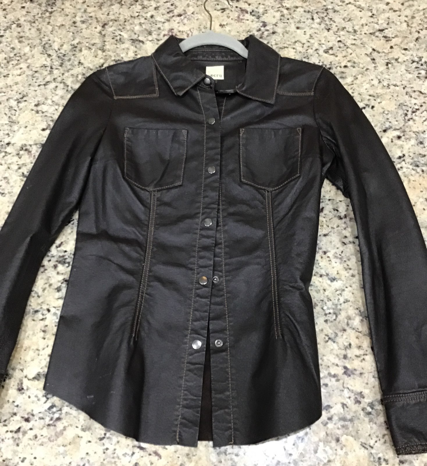 Brown leather xs leather shirt