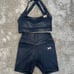 TLF Women’s Size Small Matching Set Metallic Black Sports Bra and 6” Shorts