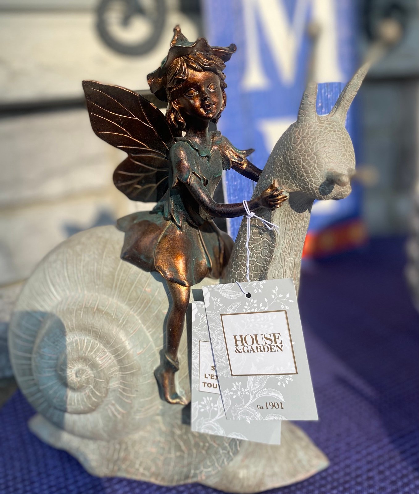 Fairy on a Snail Garden statue by House & Garden