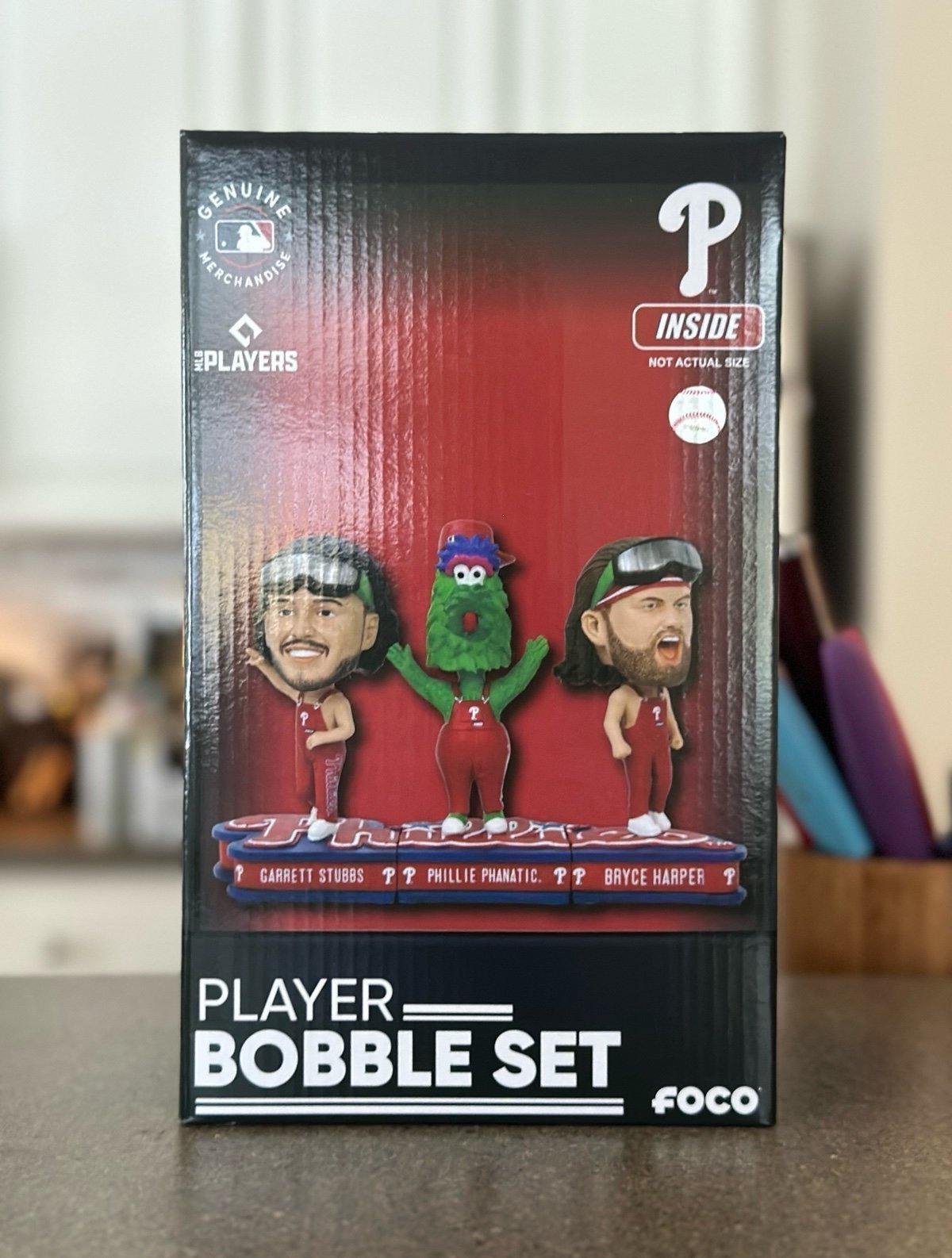 Bryce Harper & Garrett Stubbs & Phillies Phanatic Mini Bighead Connecting Bobble