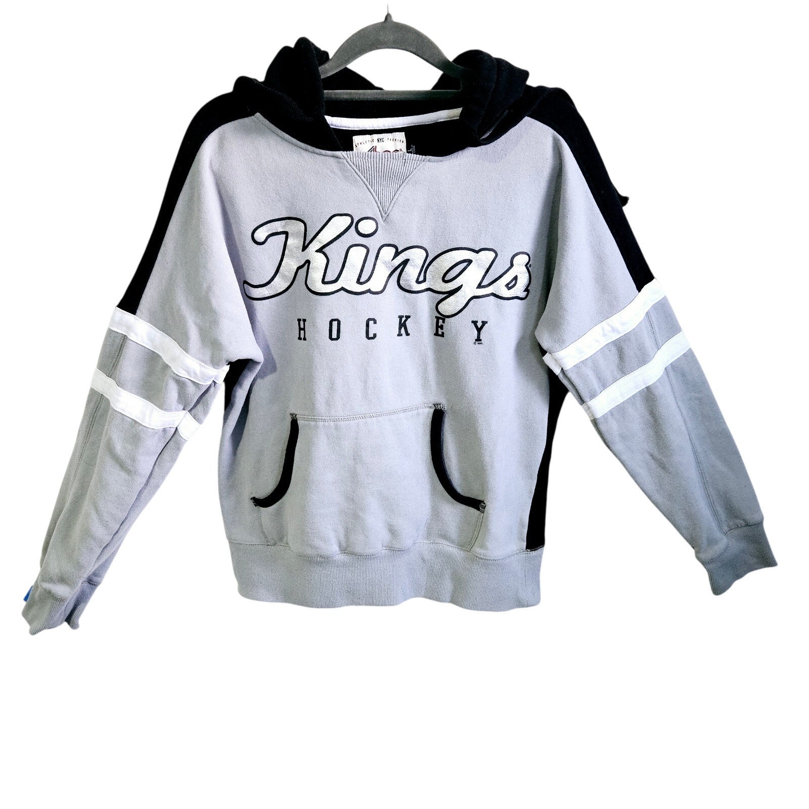 Carl Banks Size L LA Kings Hockey Hoodie Sweatshirt Gray Black Sporty Colorblock