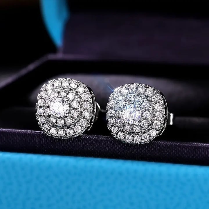 Solid 925 Sterling Silver Womens 2ct Diamond Earrings Ladies Authentic Jewelry