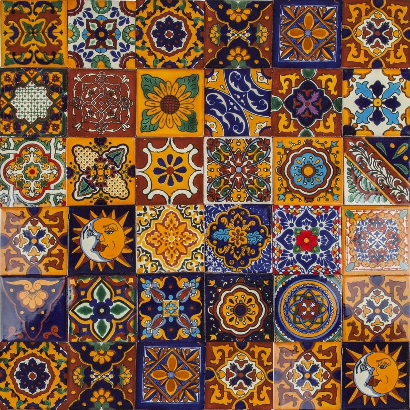 Mexican Ceramic Tiles 4x4 - Girasol by Cerames - 30 Decorative Mexican Mosaic