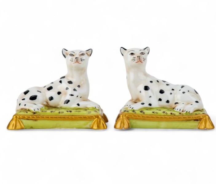 Vintage Style Pair of Porcelain Leopards,5 x 4''H