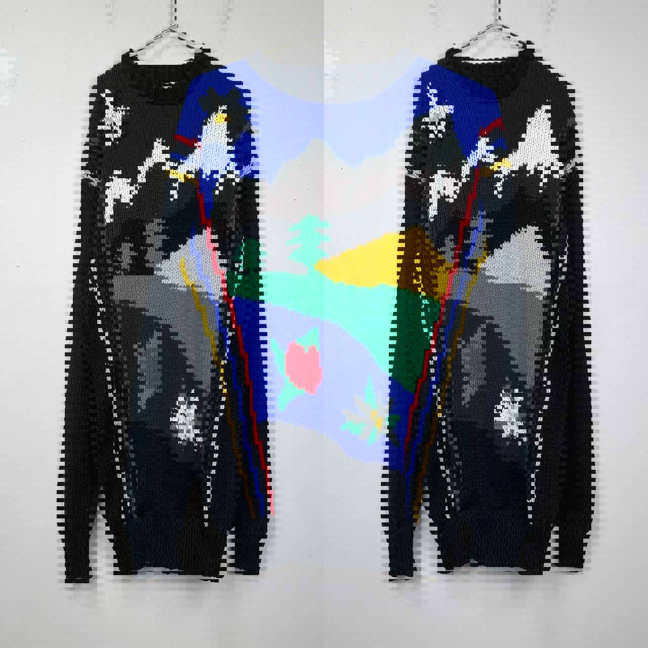Nutcracker Colorful Mountain Sweater 80s Vintage