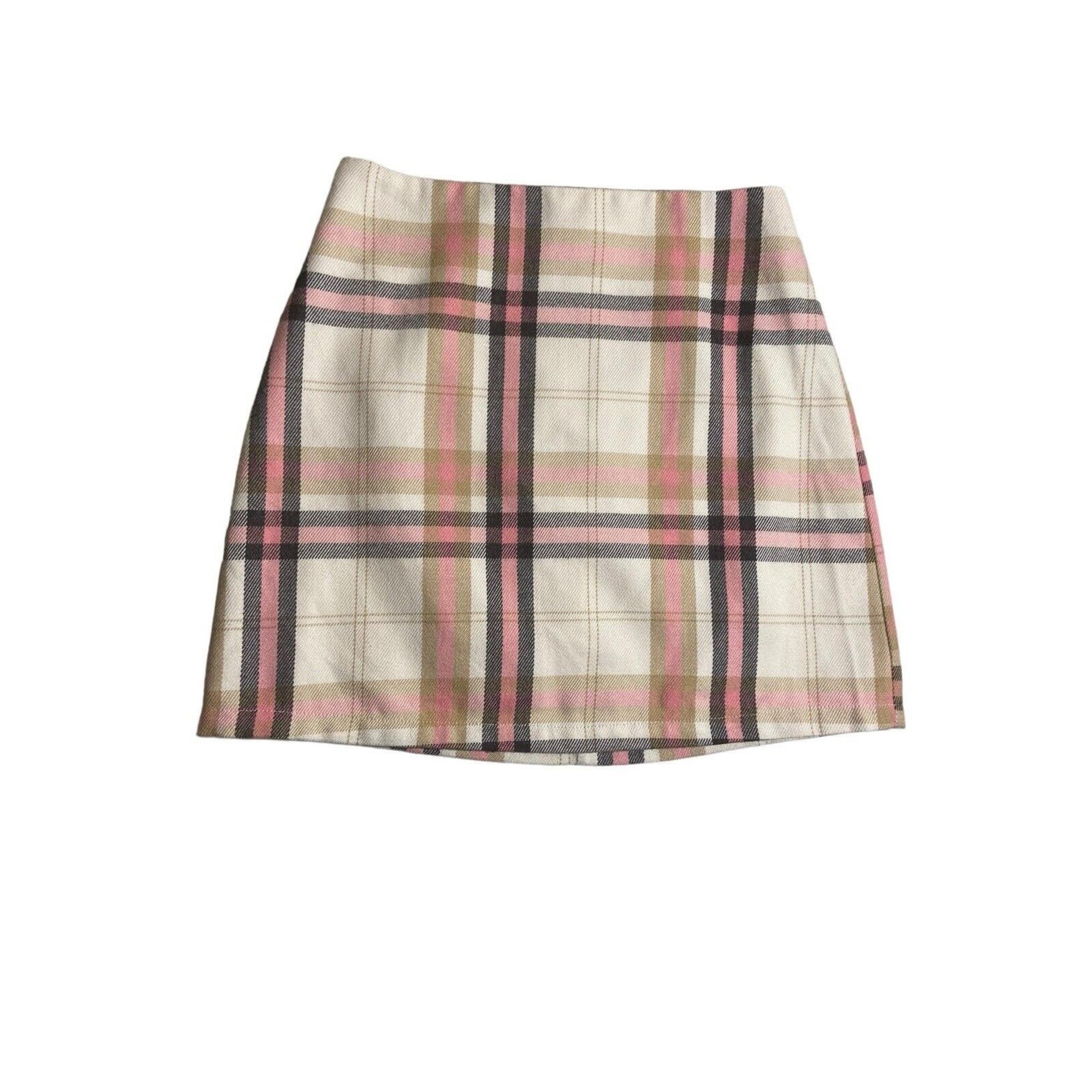 Francesca’s Blue Rain Women Size Small Plaid Skirt Lined Cottage Light Academia