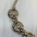 Vintage Signed Pennino Gold Tone Rhinestone Choker Necklace Circle Links 15