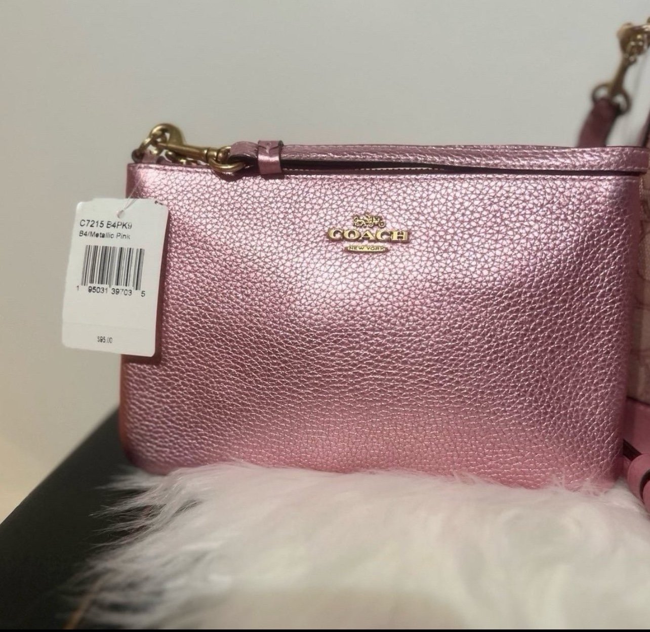 NWT COACH Corner Zip Wristlet Wallet Pebble Leather C7215 AUTHENTIC