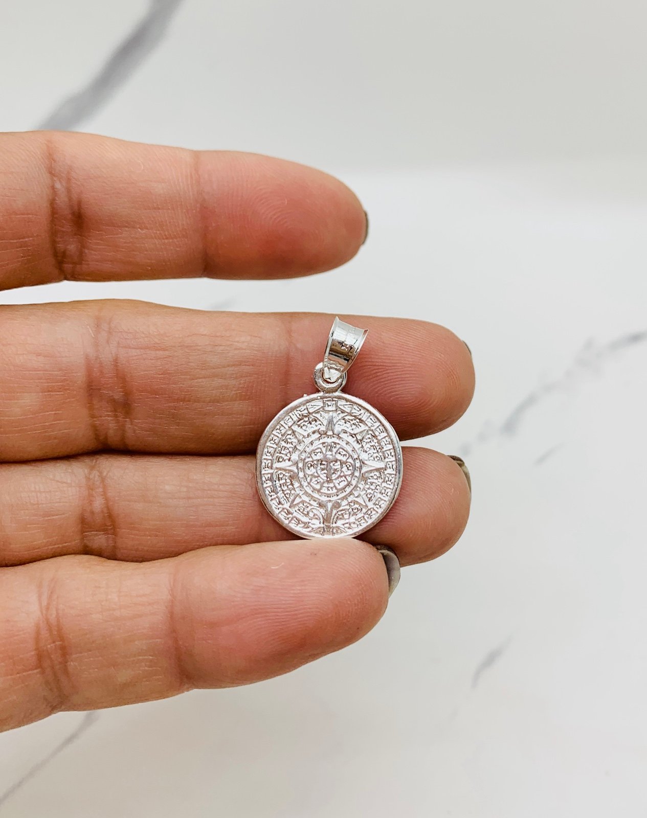 ❤️ 925 Sterling Silver pendant Aztec calendar - calendario azteca mexicano