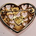 Swarovski Crystal Red Heart Brooch Pin Gold Tone Metal 1.5 Wide w Swan Logo