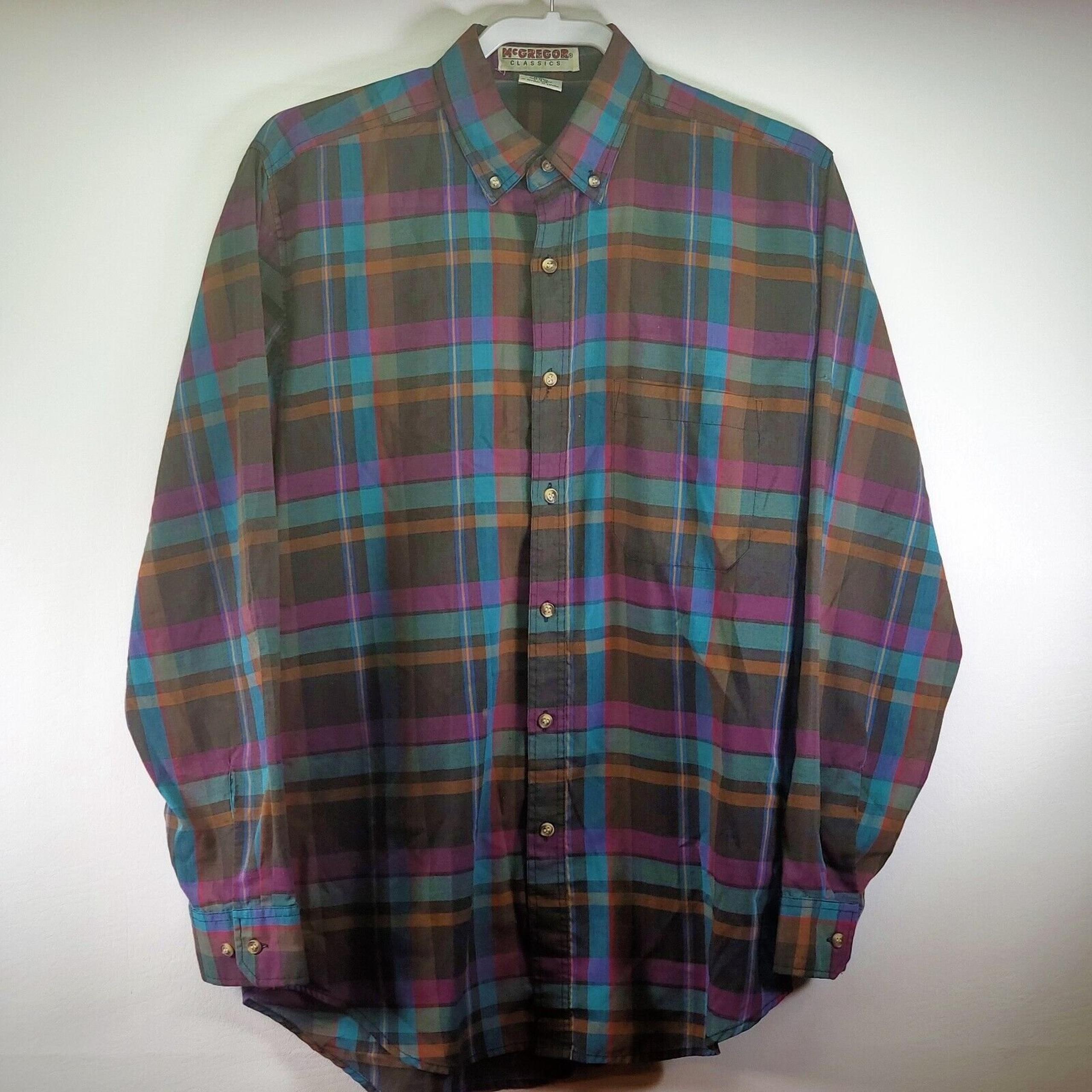 Vintage McGregor Classic Medium Lightweight Flannel Button Up Shirt Plaid Aztec
