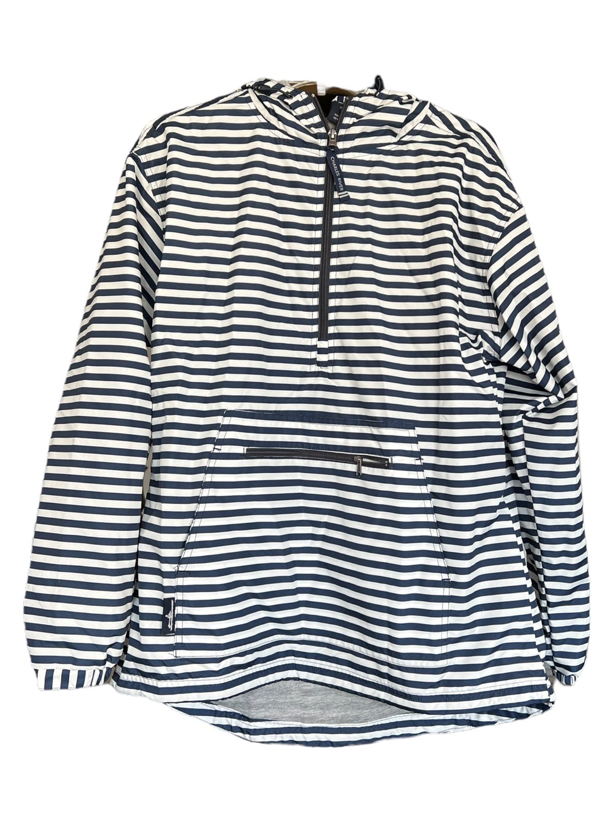 Charles River Apparel Womens Chatham Anorak Striped Blue and White Long Sleeve