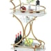 2-Tier Bar Cart,Gold Wine Cart with Wine Rack & Glass Holder,Home Serving Cart