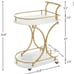 2-Tier Bar Cart,Gold Wine Cart with Wine Rack & Glass Holder,Home Serving Cart
