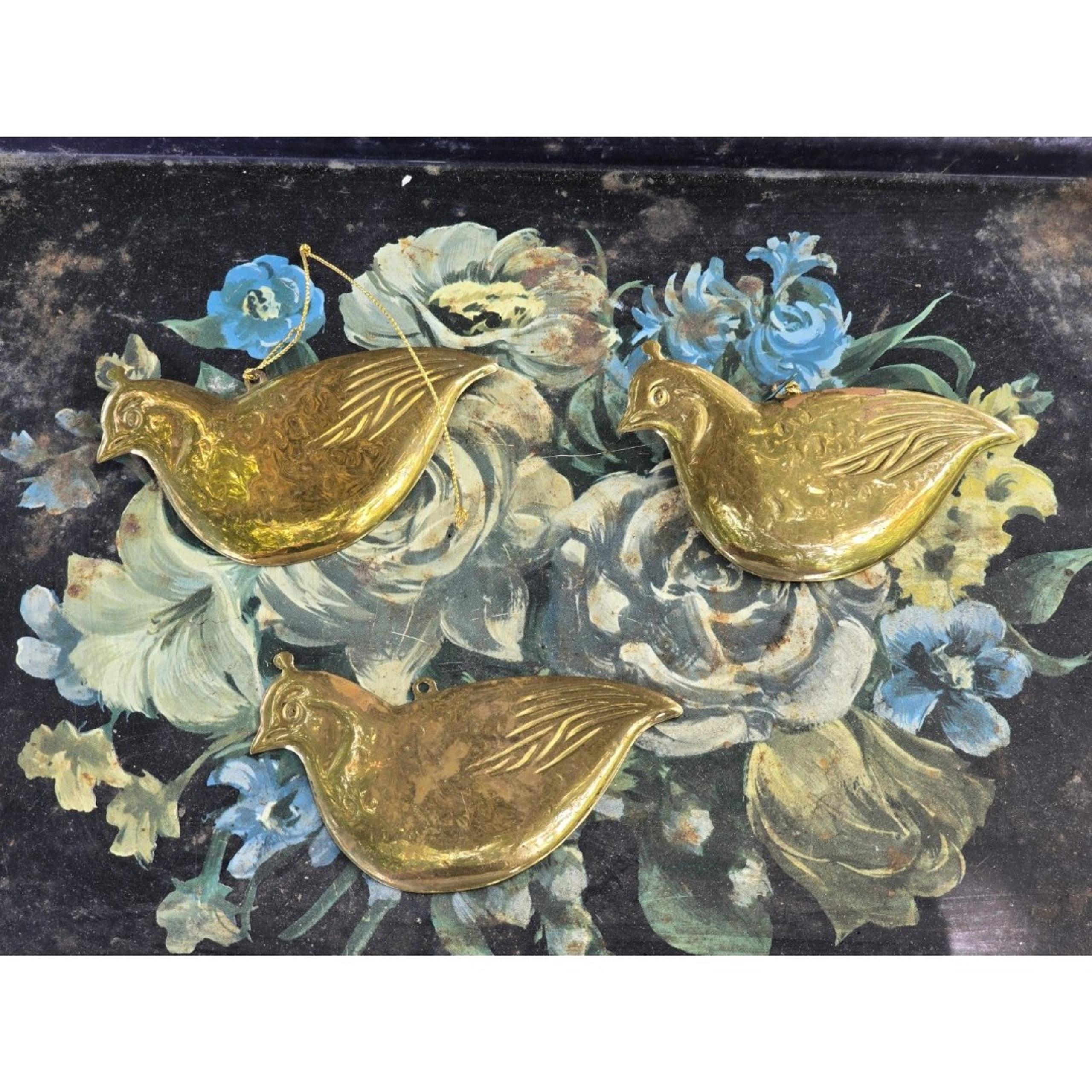 Set Of Dept 56 Brass Bird Ornaments