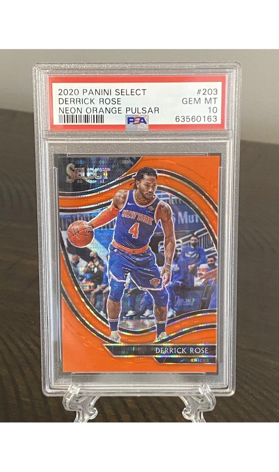 Derrick Rose 2020 Select Courtside Neon Orange Pulsar SSP /15 PSA 10 POP 1