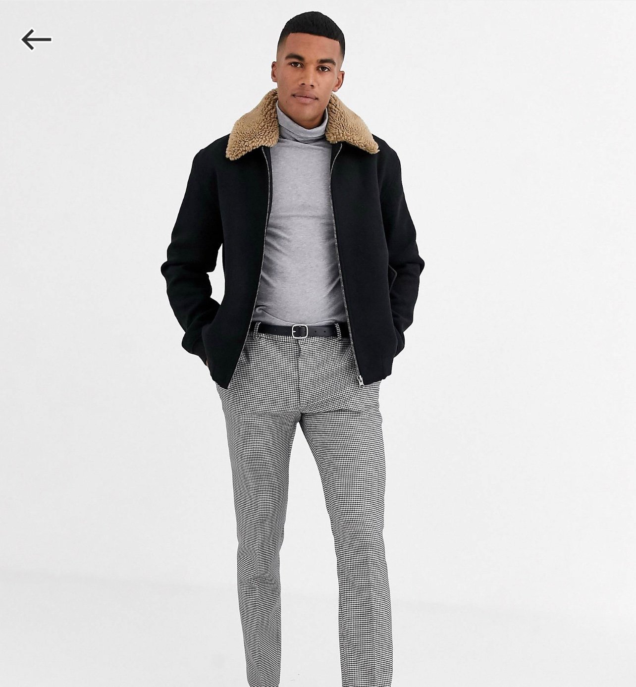 Wool-Mix Harrington Jacket with detachable Fleece collar