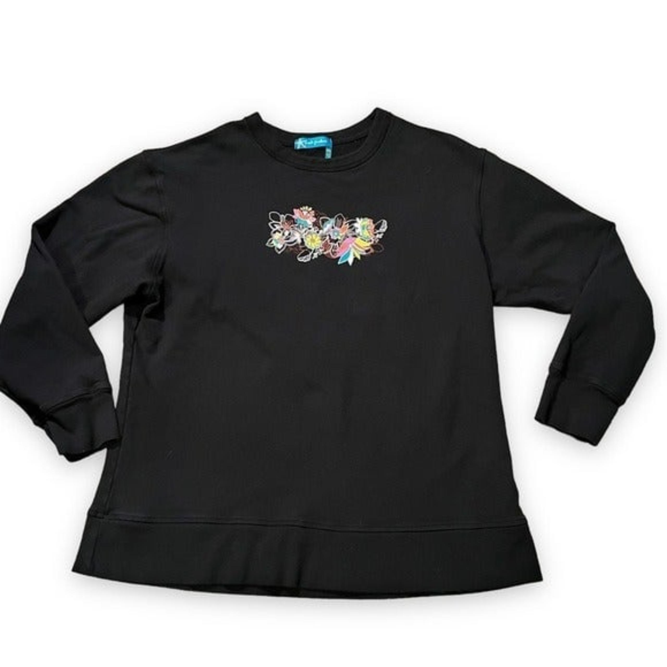 Fresh Produce Sweatshirt Cotton Blend Black Floral Print print Relaxed XS Beach