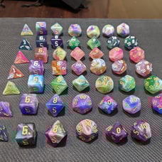 49 PCS Tricolor Gems DND Dice Set Dungeons Dragons RPG MTG w/ 7 Pack Black Bags