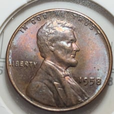 1958 P Philadelphia Victor David Brenner 1C RB Lincoln wheat penny 1958 P