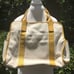 Michael Kors tan and yellow with MK emblem canvas tote