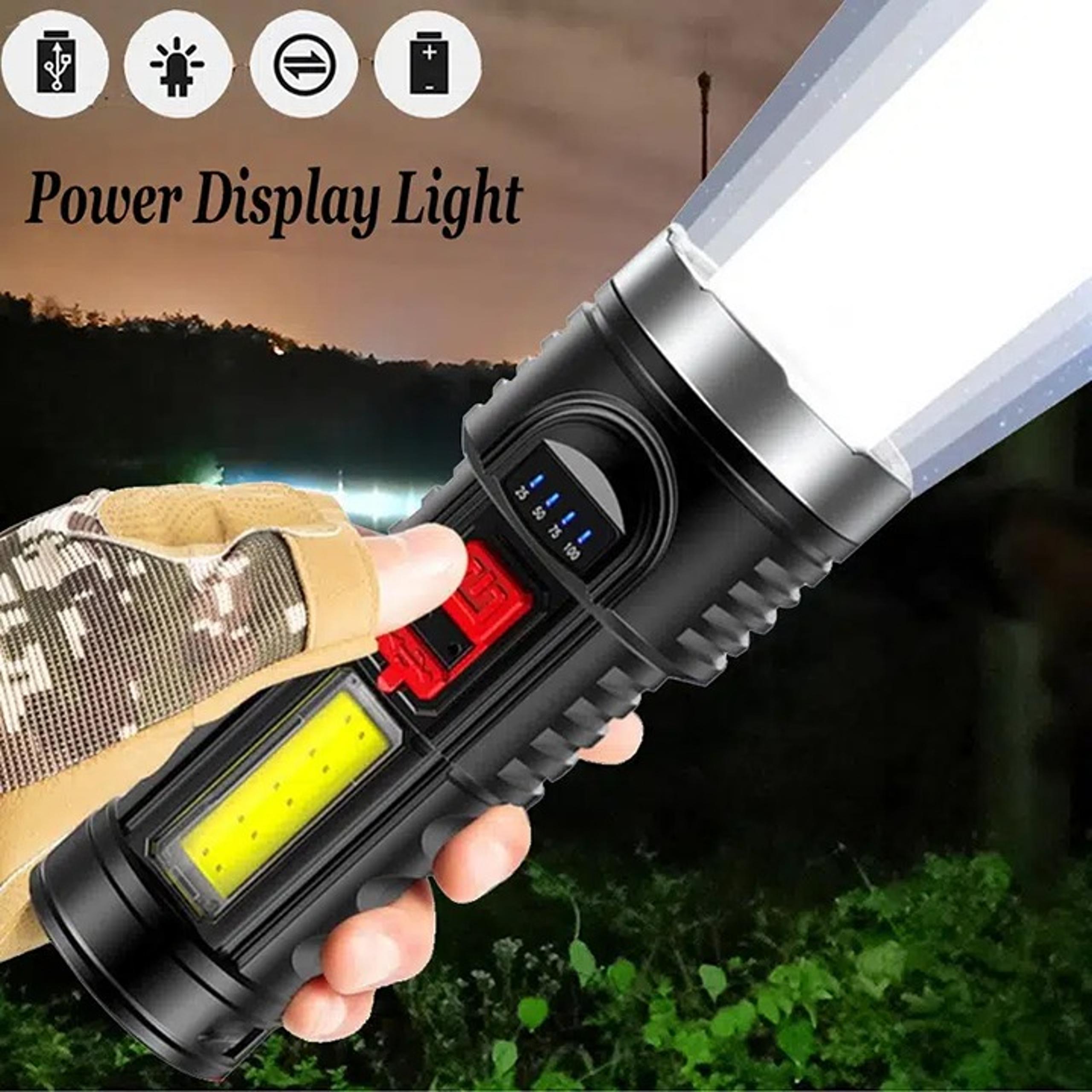 Multi-function LED Display Flashlight, 4-Mode Brightness Adjustment For Outdoor