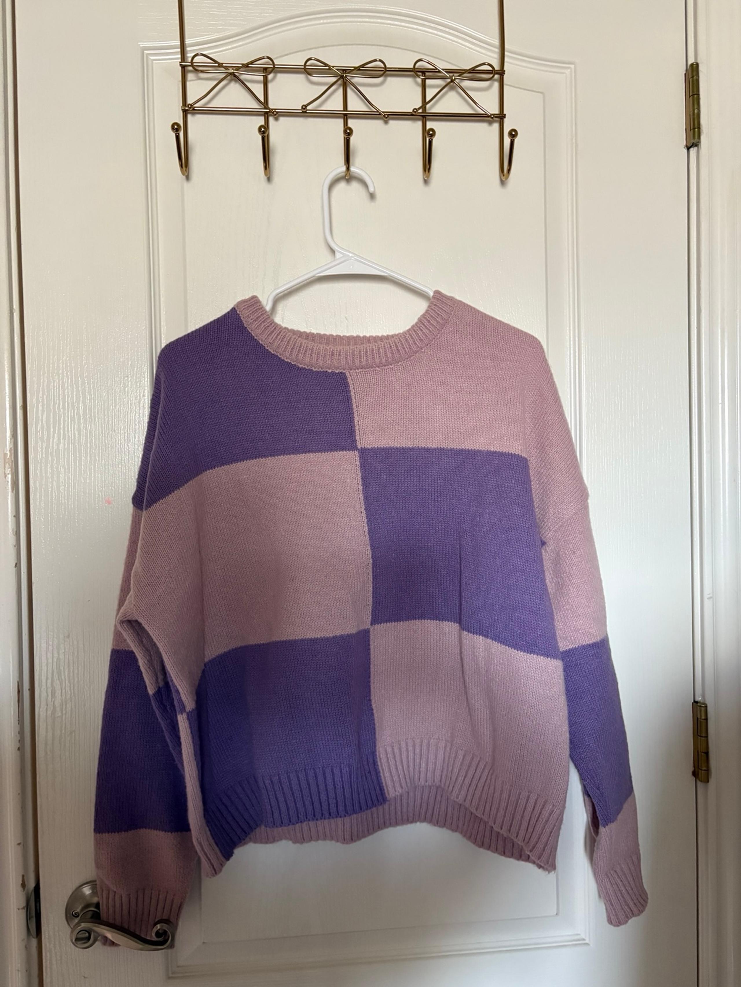 Purple Checkered Sweater
