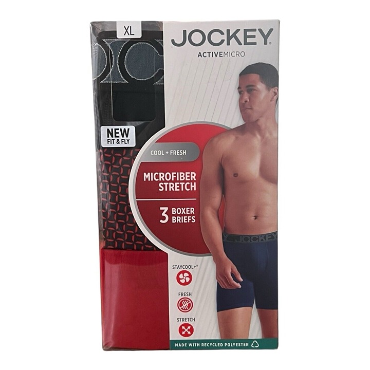 Jockey Active Micro Microfiber Stretch Men's Boxer Briefs Size XL Pack of 3