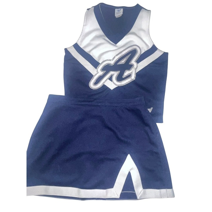 High School Cheerleader Uniform Adult M 36 31 Skirt Navy Blue Costume Outfit