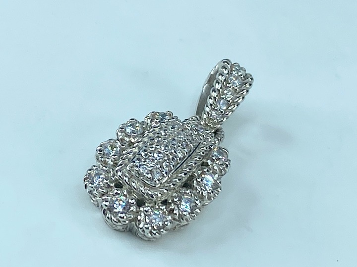 Judith Ripka Cubic sterling silver Zirconia Cluster Enhancer Pendant 7g JR453