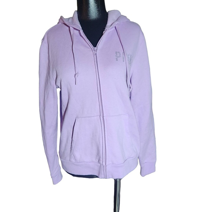 PINK Victorias Secret Womens Light Purple Front Pockets Zipup Hoodie Size Large